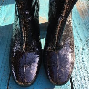 Forever 21 Black Vinyl/PVC/Patent Booties